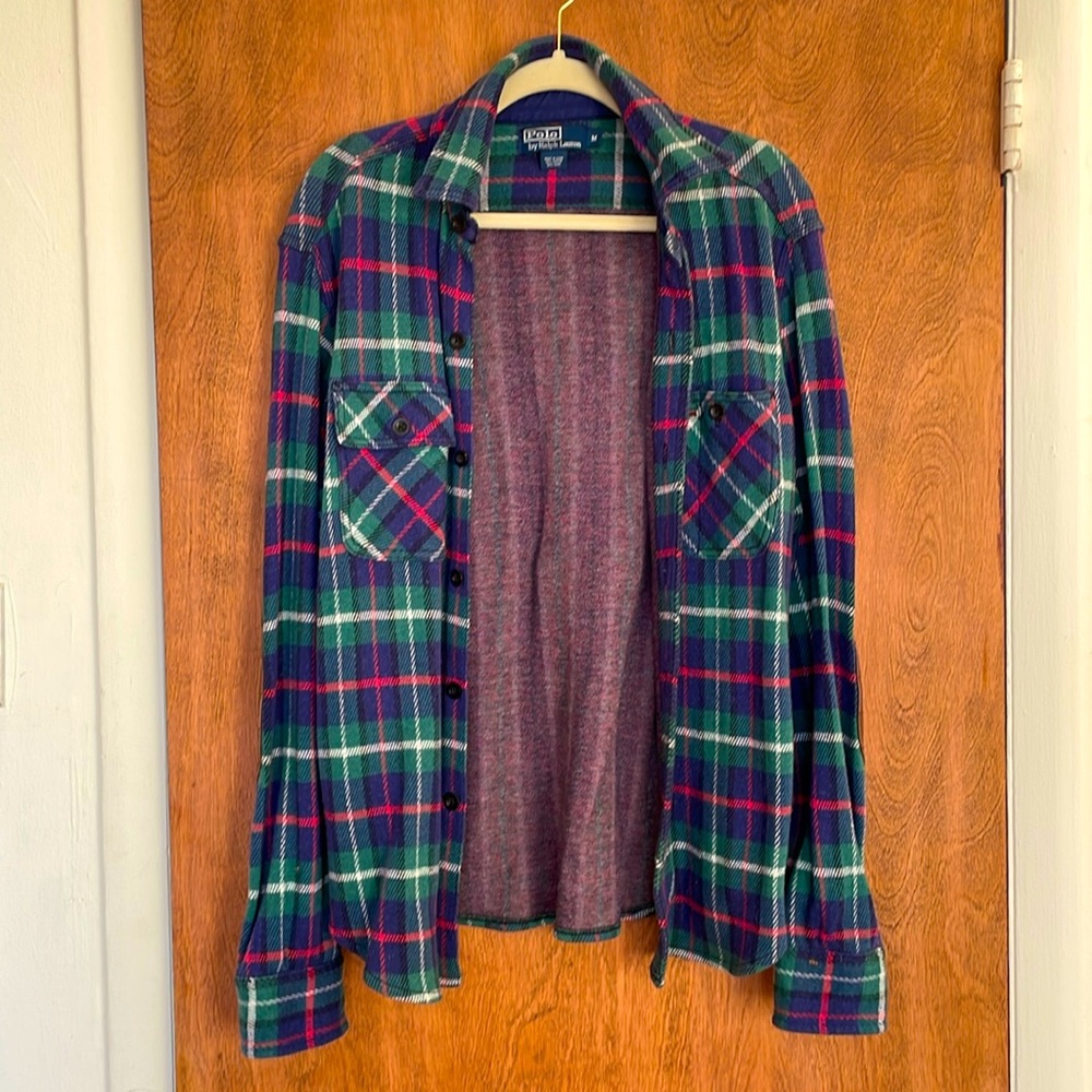 Polo Ralph Lauren Wool Plaid Button Down with Faux Leather Elbow Pads